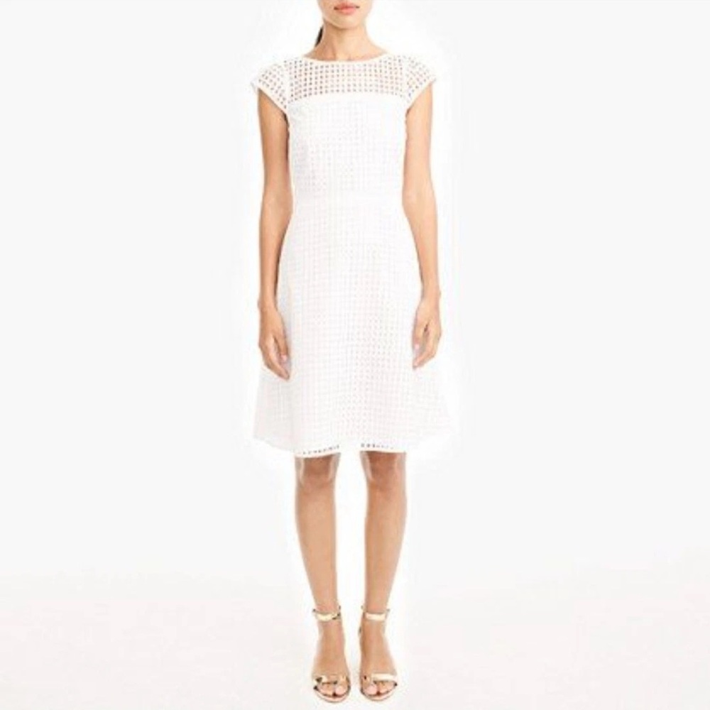 NWT J. Crew Factory Scoop/Square-Neck Eyelet Dress White Size 00